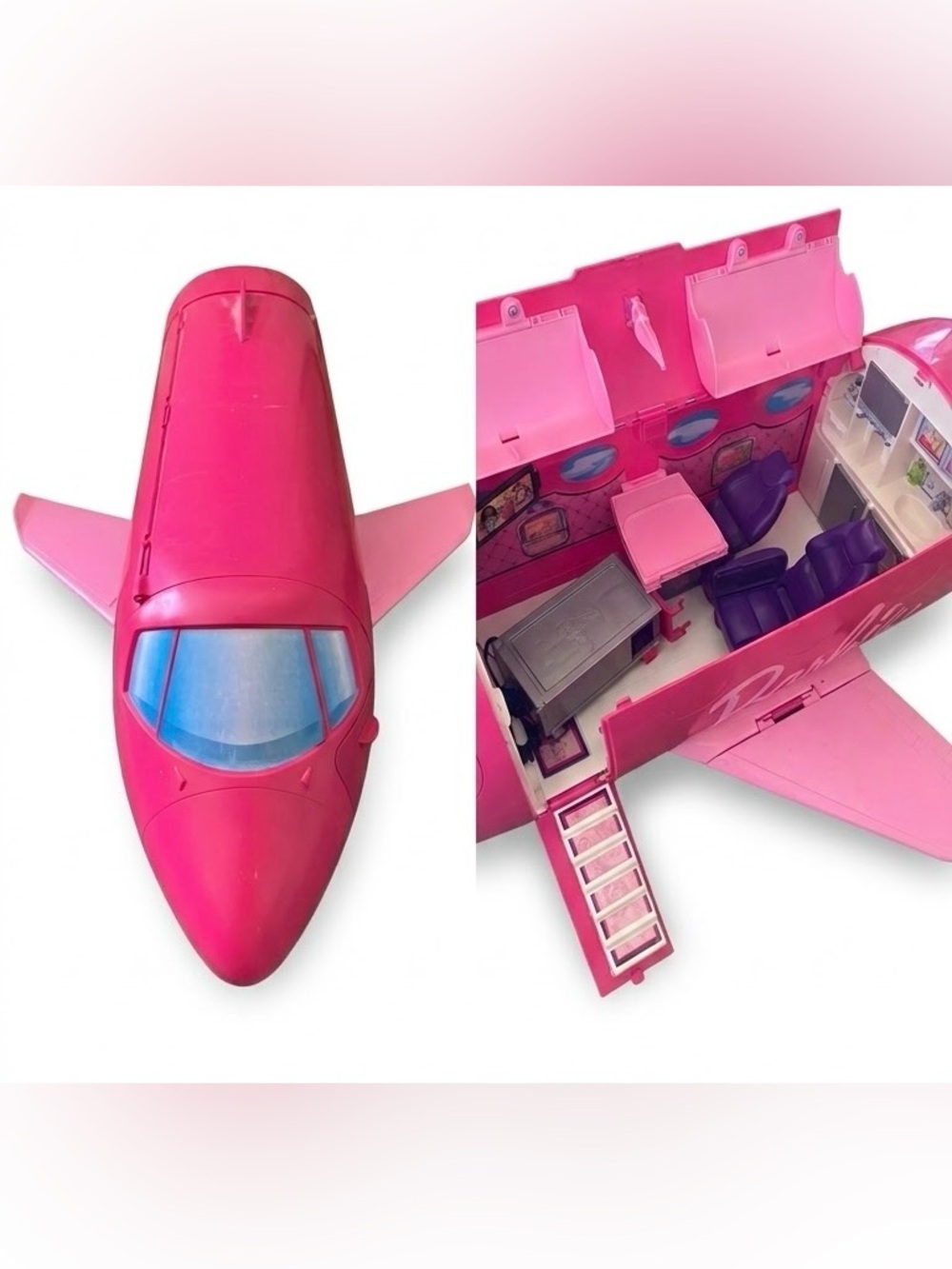 Mattel Barbie Glam Vacation Jet Plane Sound Working Microphone Playset Lot 2009